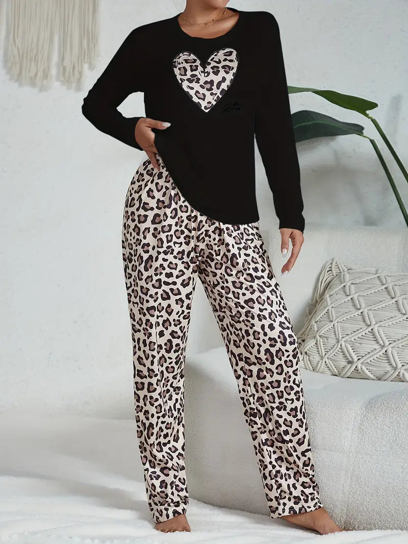 Ilona - Leopard pyjamas sæt til kvinder