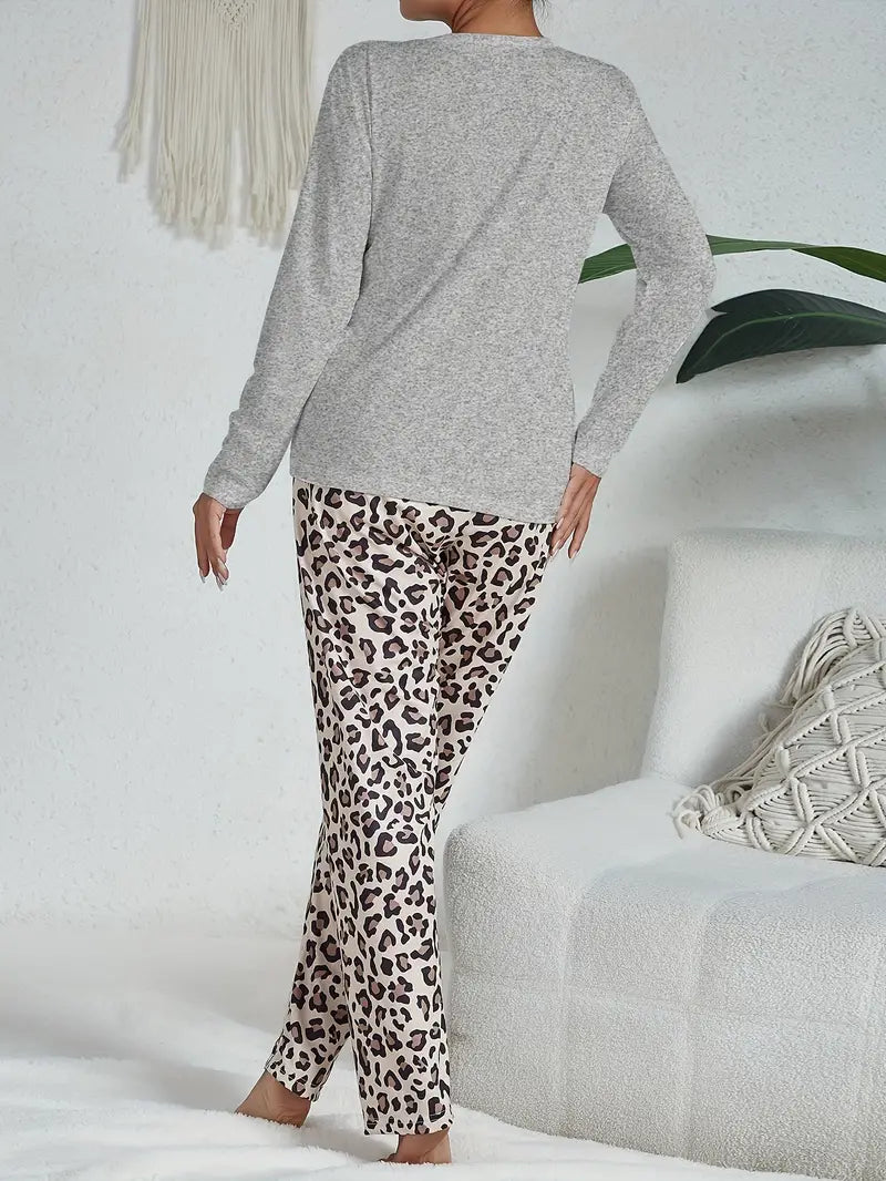 Ilona - Leopard pyjamas sæt til kvinder