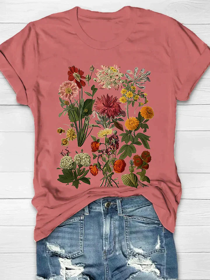 Menchie - Vintage t-shirt med blomsterprint til kvinder