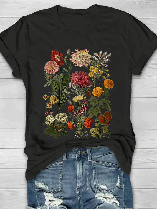 Menchie - Vintage t-shirt med blomsterprint til kvinder