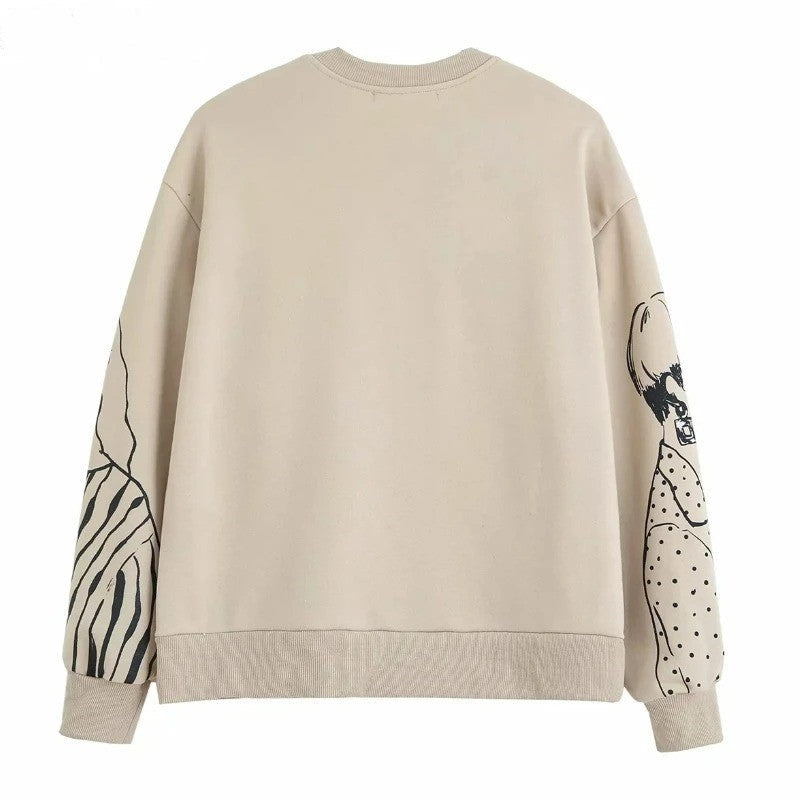 Sherelyn - Løs sweater med uldprint