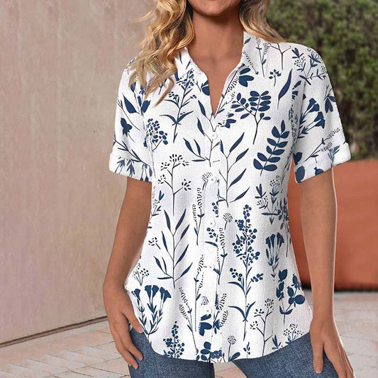 Berniel - Casual bluse med bladprint