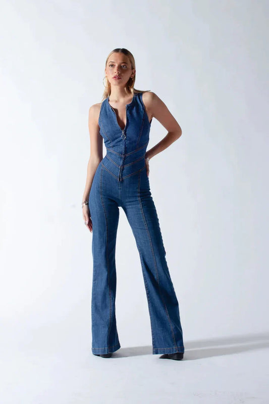 Melinda - Jumpsuit i denim med hjerte