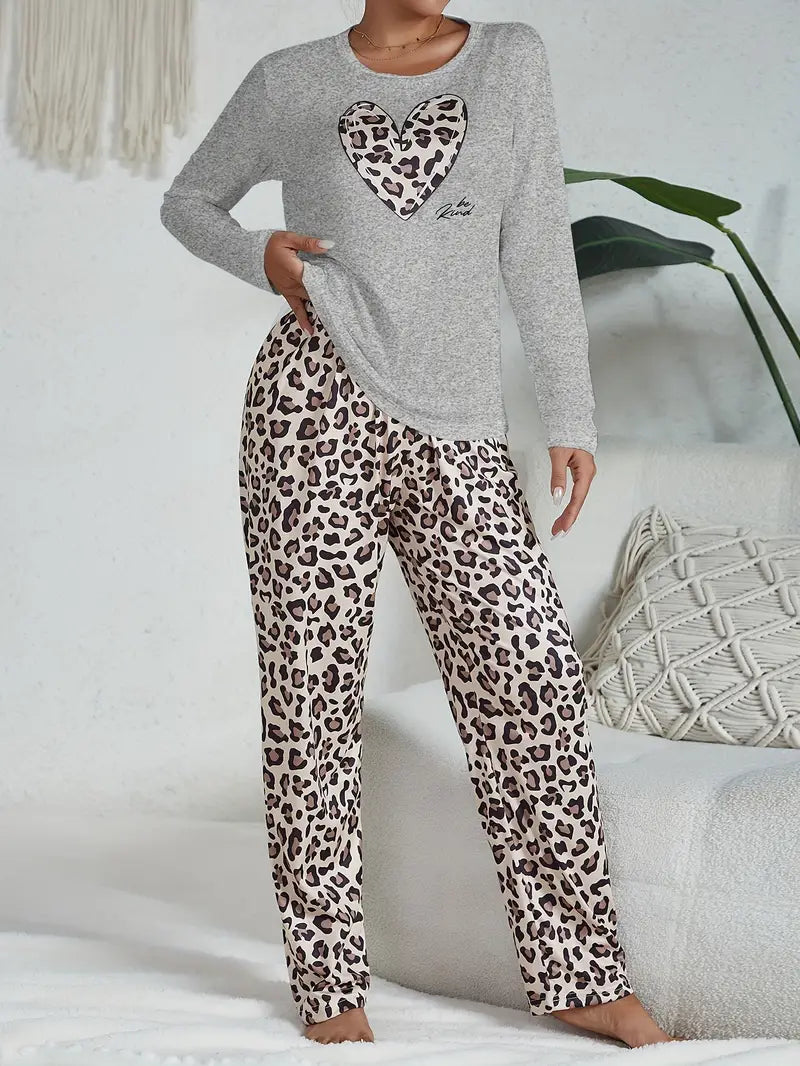 Ilona - Leopard pyjamas sæt til kvinder