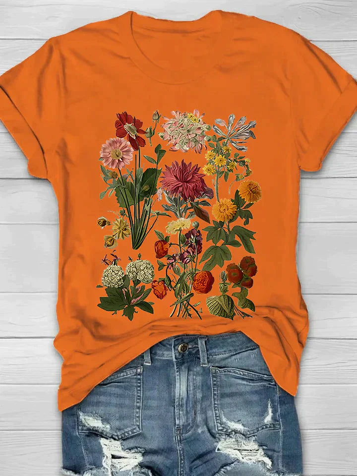 Menchie - Vintage t-shirt med blomsterprint til kvinder