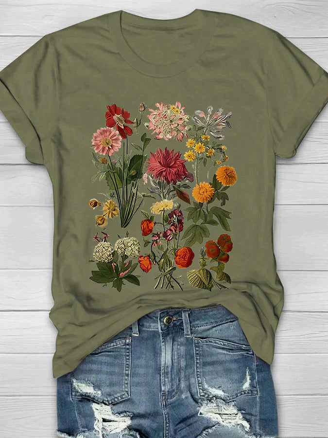 Menchie - Vintage t-shirt med blomsterprint til kvinder