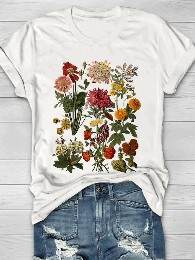 Menchie - Vintage t-shirt med blomsterprint til kvinder